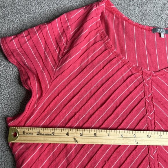 Habitat Shirt Womens XL Coral White Striped Short Sleeve Tunic Top 100% Cotton - Picture 6 of 11